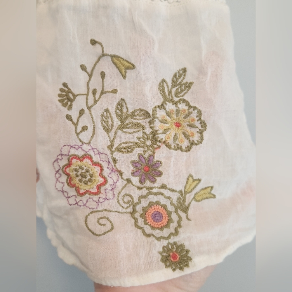Floreat Anthropologie Patchwork Embroidered Top Size MP Cottagecore! Boho! - Picture 2 of 13